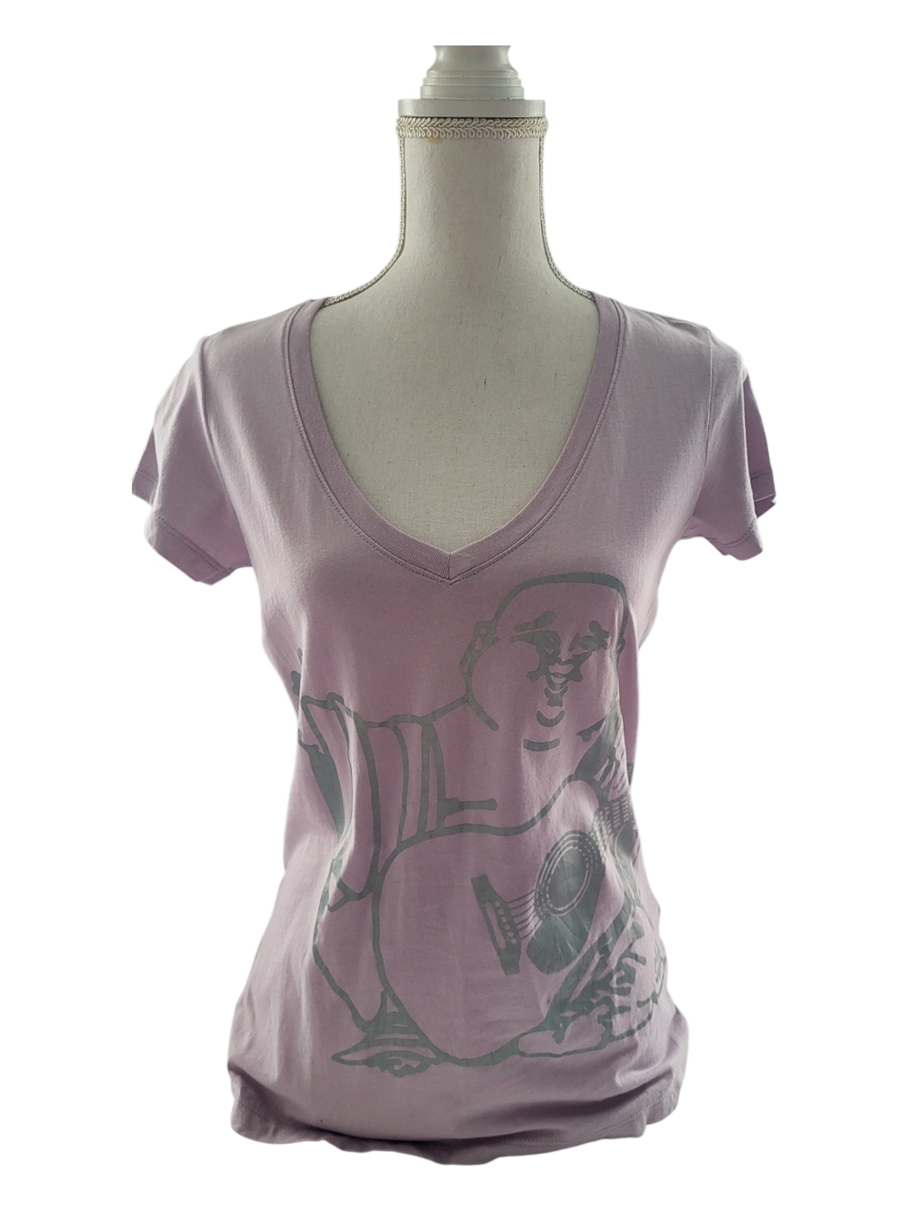 True Religion Lavender V-Neck Graphic Tee
